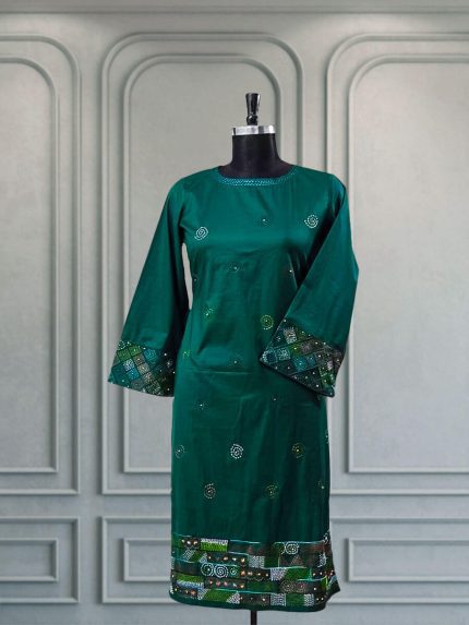 Handstitched Green Kameez