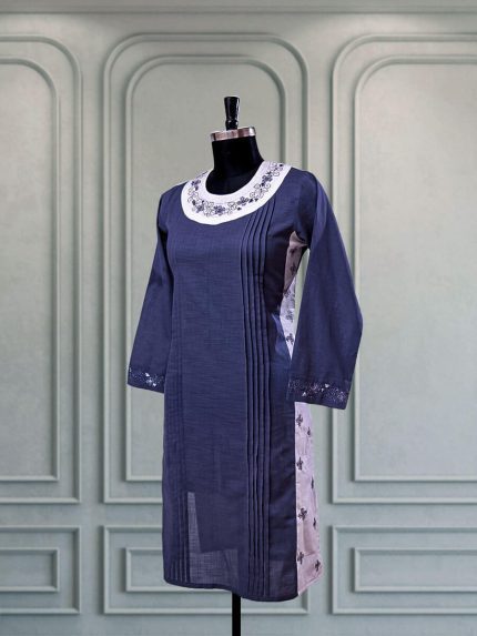 Handstitched Stone Blue Salwar-Kameez