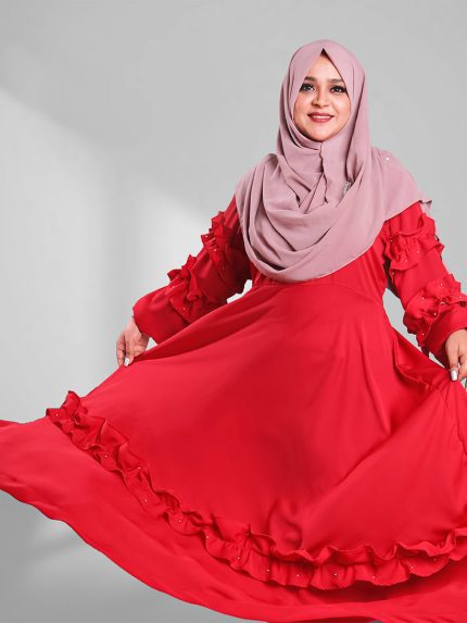 Red Rose Gown without Hijab