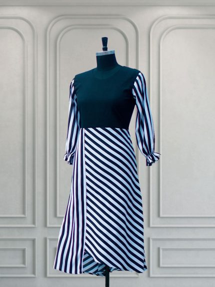 White & Black Striped Pattern-based Kurti
