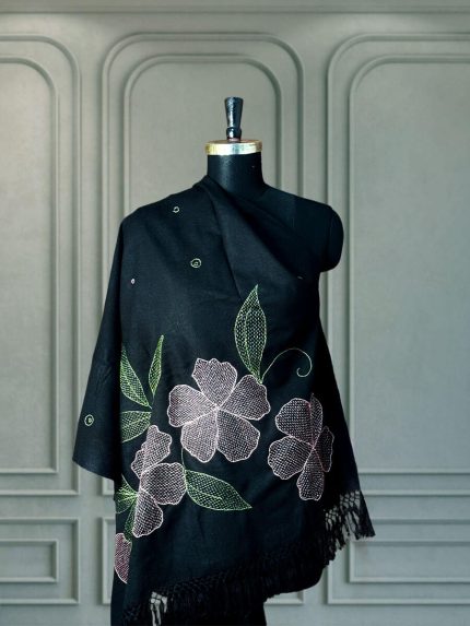 Black Handstitched Shawl