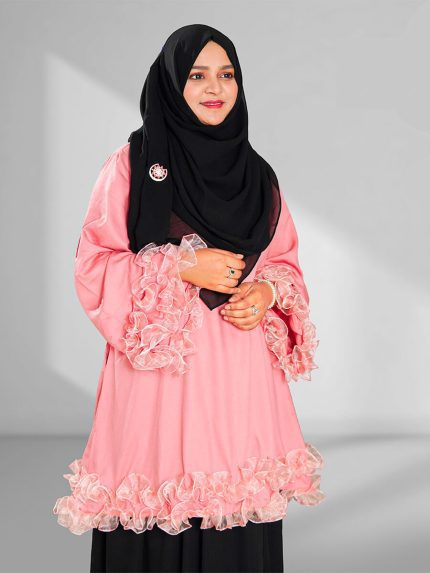 Pink Flappy Sleeves Tops & Skirt Set