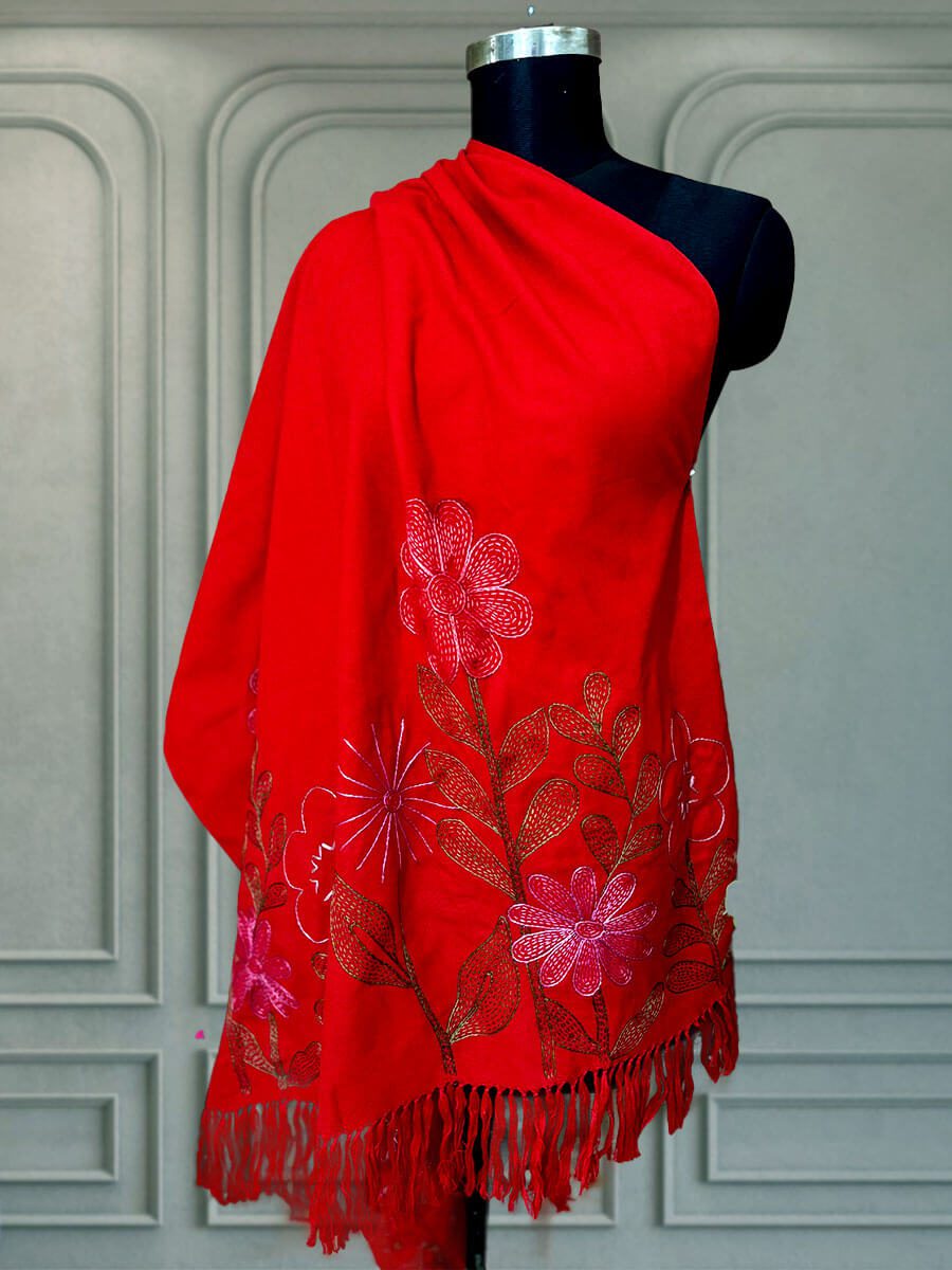 Red Handloom Handstitched Shawl Red Handloom Handstitched Shawl