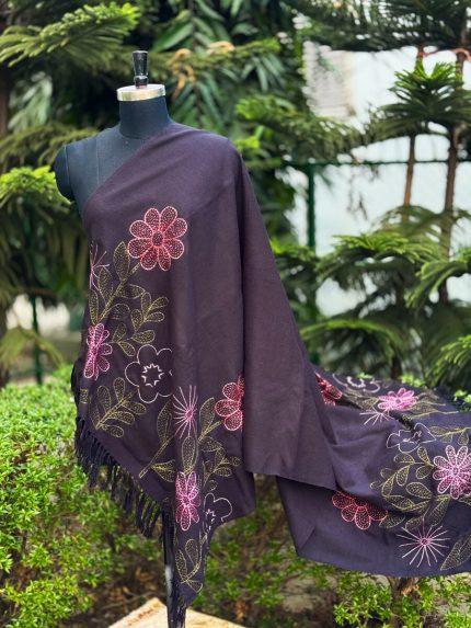 Black Handstitched Shawl