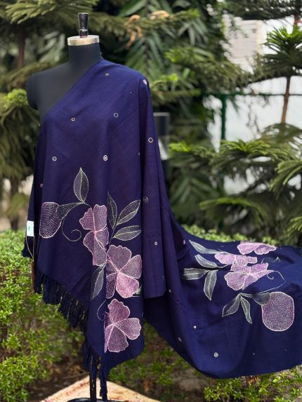 Dark Navy Handstitched Shawl