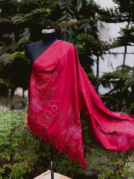 Maroon Handstitched Shawl