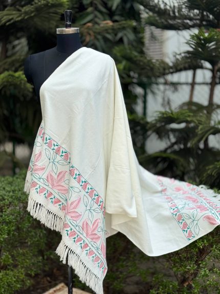 Milk White Handstitched Shawl