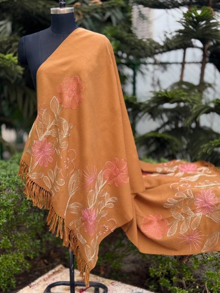 Mustard Color Handstitched Shawl