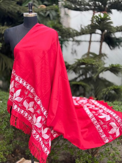 Red Handstitched Shawl