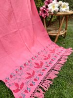 Sweet Pink Handstitched Shawl