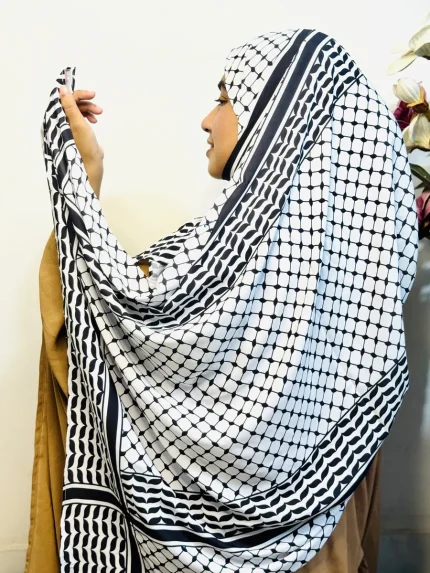 White & Black Keffiyeh Hijab