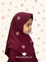 Maroon Handcrafted Kids Hijab Sideview