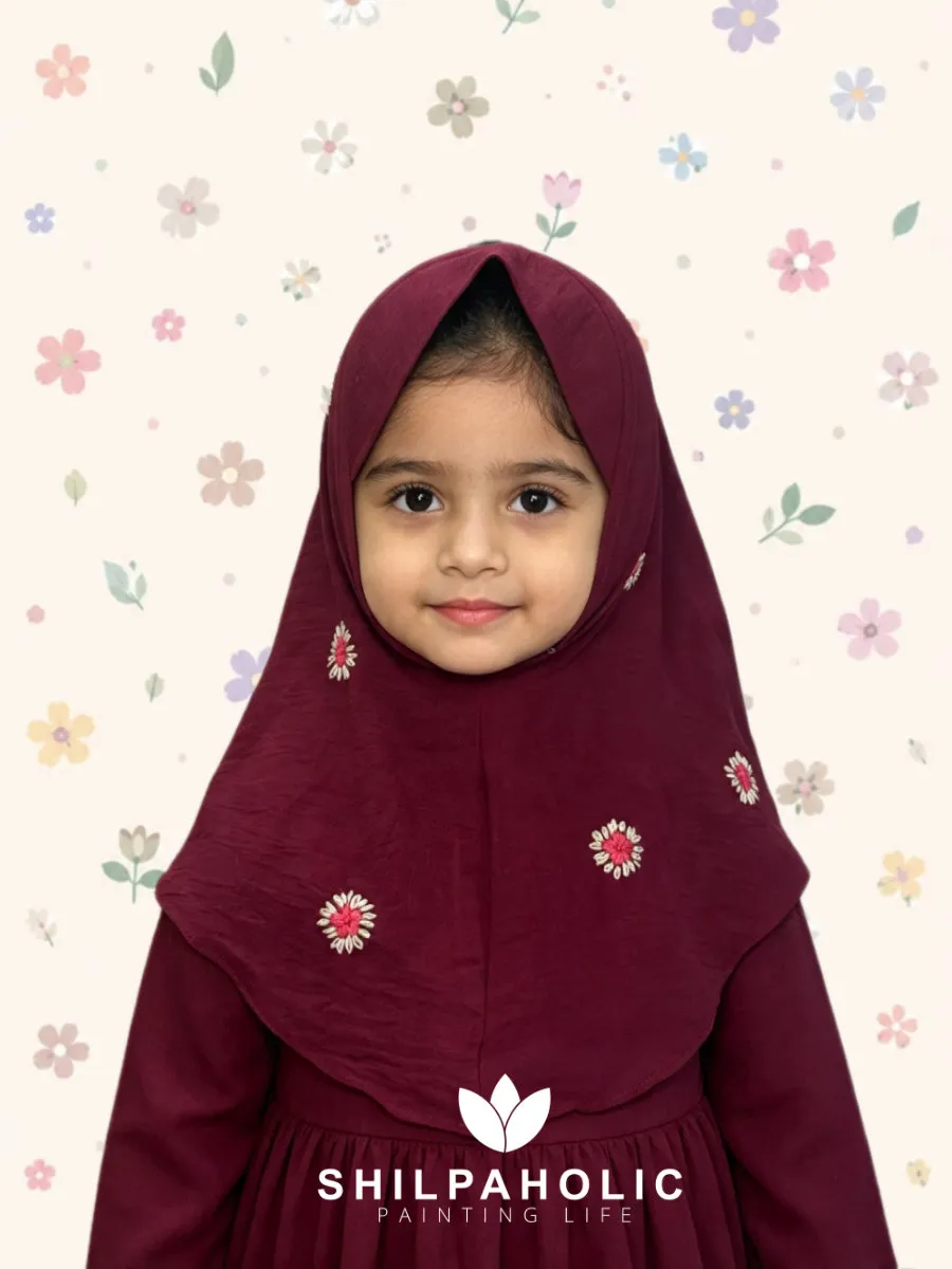 Maroon Handcrafted Kids Hijab Maroon Handcrafted Kids Hijab