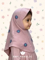 Peach Handcrafted Kids Hijab Sideview