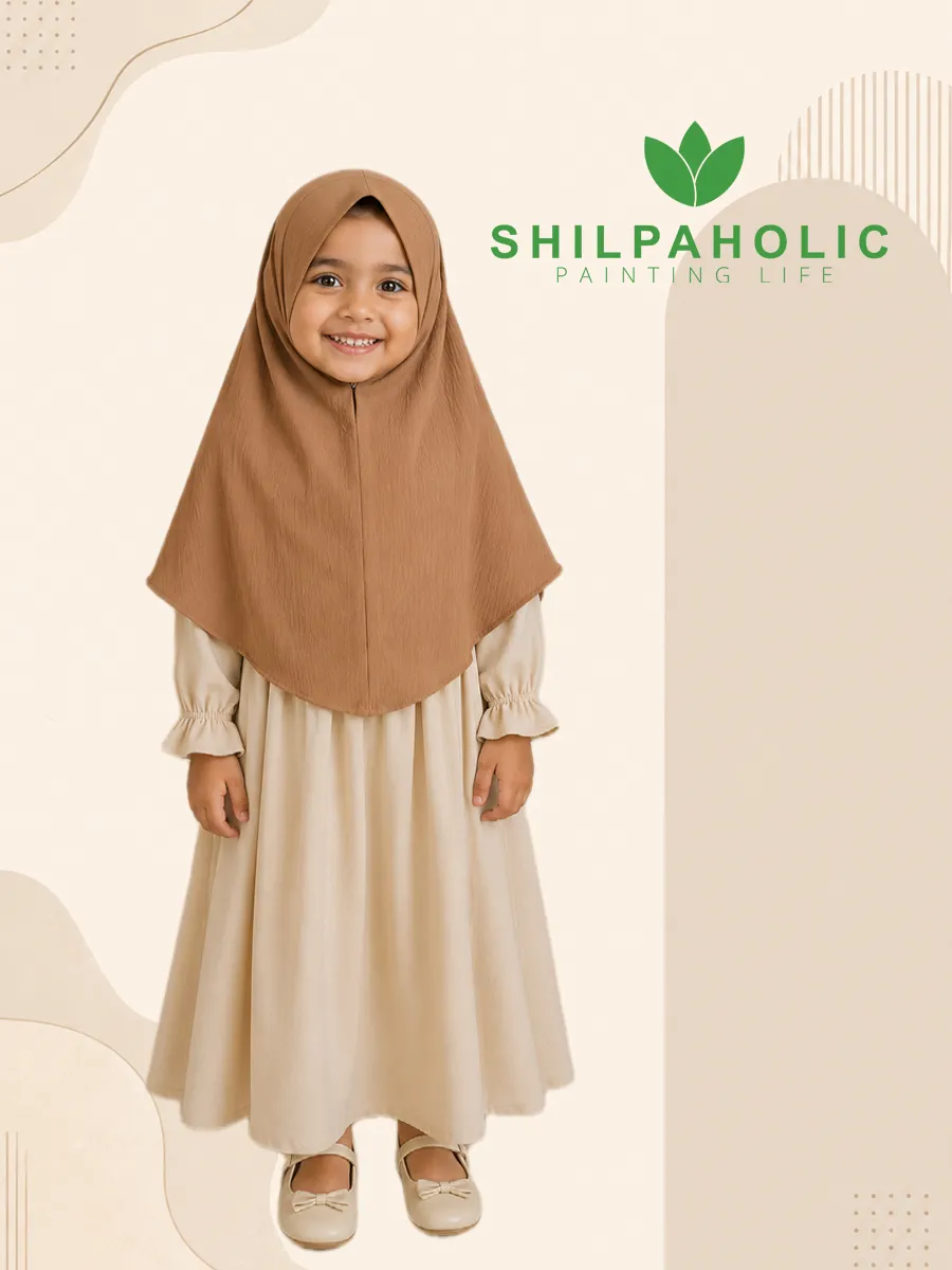 Cream and Mocha Kids Abaya Hijab Set Cream and Mocha Kids Abaya Hijab Set
